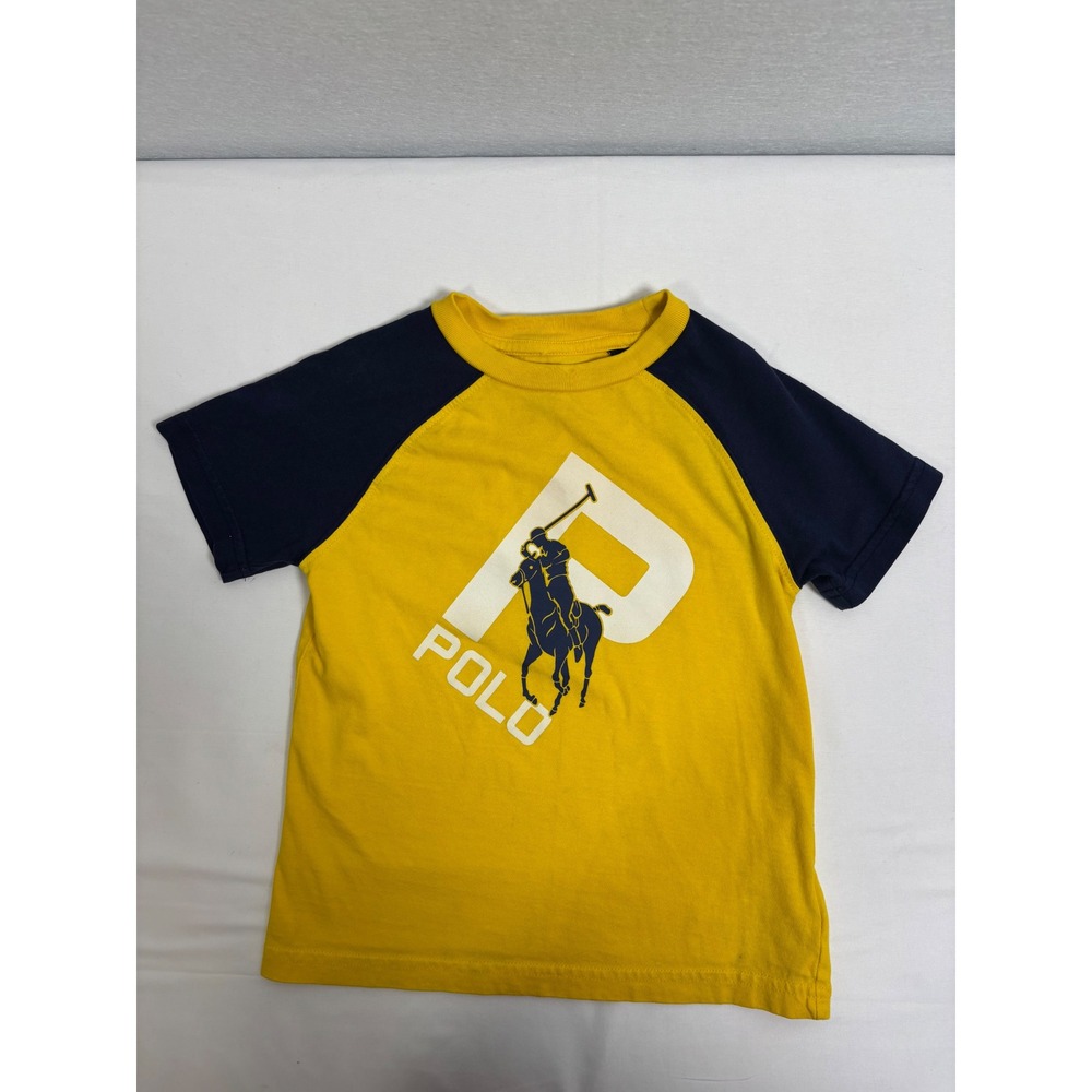 Polo Ralph Lauren Boys Yellow Navy Big Pony Raglan T-Shirt Size 4/4T 110
